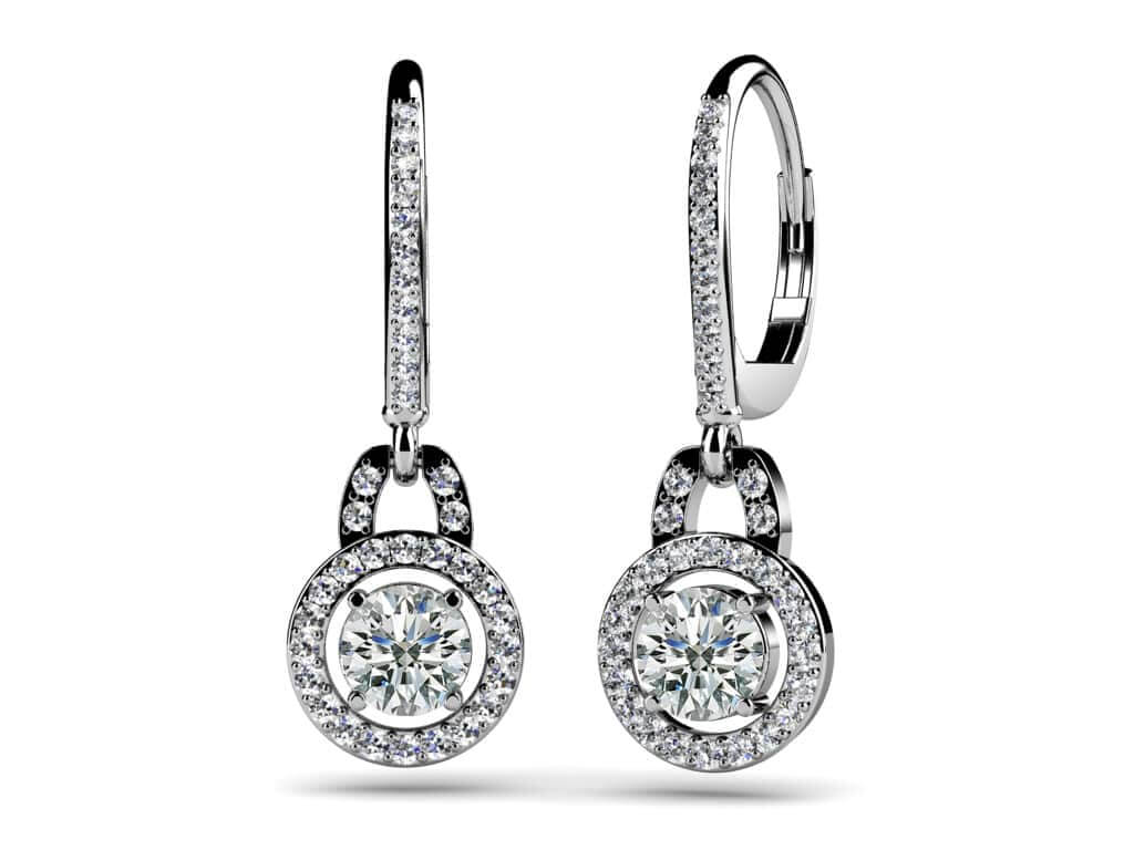 Designer Style Diamond Circle Earrings Diamond with 0.93 ct. (2X0.25 ct. center diamonds)
